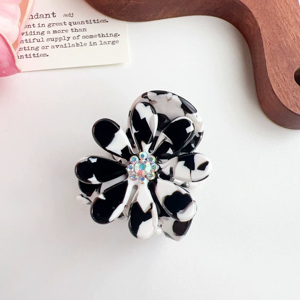 Hair Accessories Acetic Acid Heart Shape Diamond Daisy Grab Clip For Women