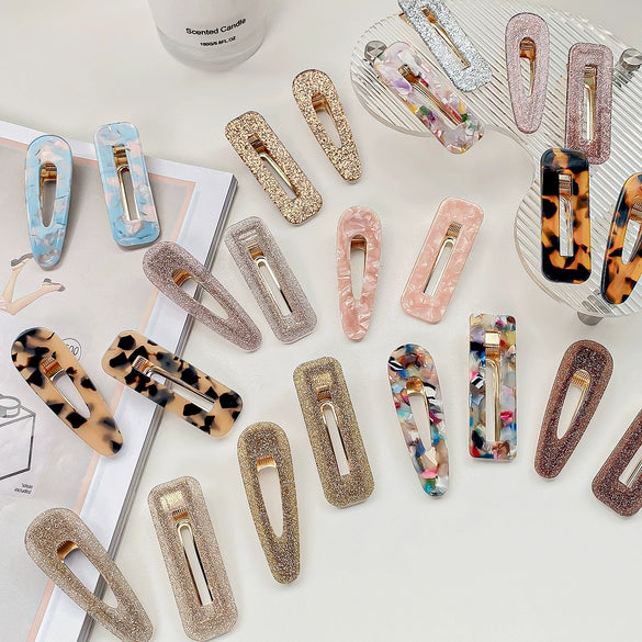 Hair Accessories Acetic Acid Sheet Alloy Handmade Square Duckbill Clip For Girls