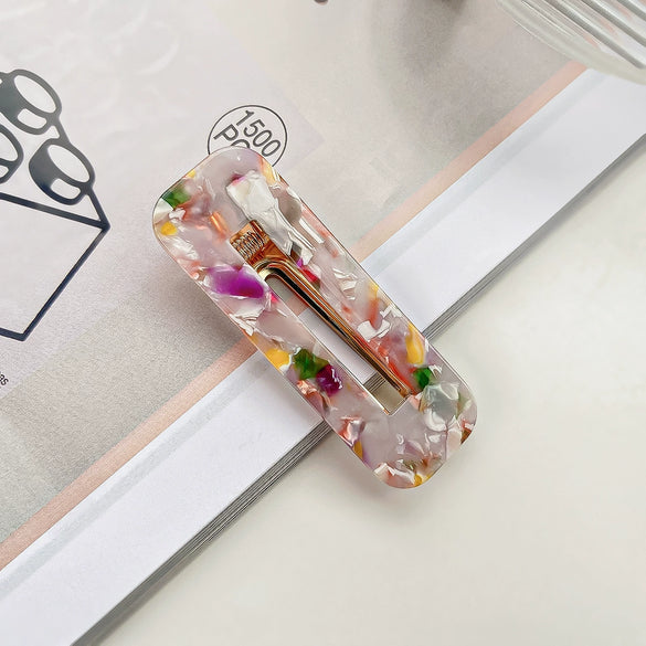 Hair Accessories Acetic Acid Sheet Alloy Handmade Square Duckbill Clip For Girls