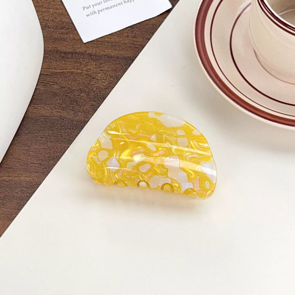 Hair Accessories Acrylic Color Block Printed Heart Shape Sweet Style Grab Clip For Women