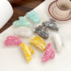 Hair Accessories Acrylic Color Block Printed Heart Shape Sweet Style Grab Clip For Women