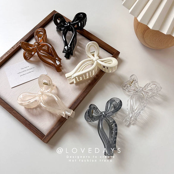 Hair Accessories Acrylic Geometric Stamping Bow Hair Grab Shark Clip For Women