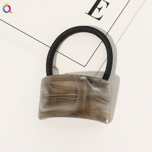 Hair Accessories Acrylic Handmade Geometric Leather Tendon Hair Rope Hair Ring For Women