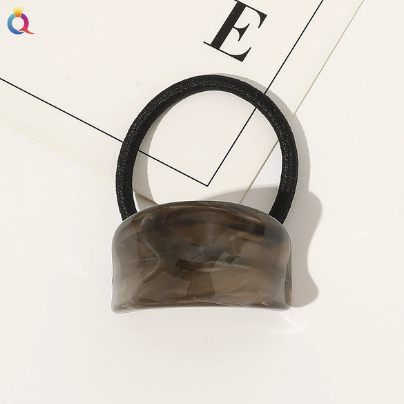 Hair Accessories Acrylic Handmade Geometric Leather Tendon Hair Rope Hair Ring For Women