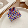 Hair Accessories Acrylic Handmade Grid Pattern Simple Style Small Fresh Women's Grab Clip