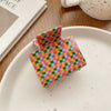 Hair Accessories Acrylic Handmade Grid Pattern Simple Style Small Fresh Women's Grab Clip