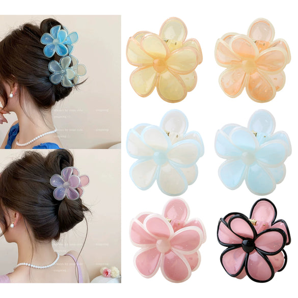 Hair Accessories Acrylic Skeleton Clip Spring And Summer Candycolored Flower Hairpin Baking Paint Women's