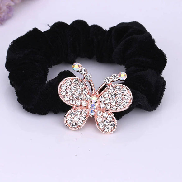 Hair Accessories Alloy Electroplated Rhinestone Flannel Hair Rope Hair Ring Hair Flower