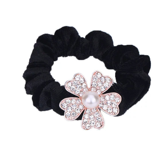 Hair Accessories Alloy Electroplated Rhinestone Flannel Hair Rope Hair Ring Hair Flower