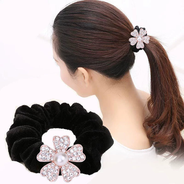 Hair Accessories Alloy Electroplated Rhinestone Flannel Hair Rope Hair Ring Hair Flower