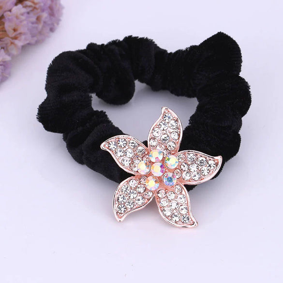 Hair Accessories Alloy Electroplated Rhinestone Flannel Hair Rope Hair Ring Hair Flower