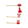 Hair Accessories Alloy Hairpin Electroplating Red Happy Rabbit Style Onecharacter Clip For Women