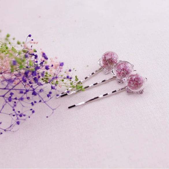 Hair Accessories Alloy Handmade Literary Geometric Star Butterfly Dried Flower Hair Clip