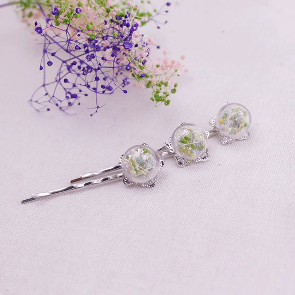 Hair Accessories Alloy Handmade Literary Geometric Star Butterfly Dried Flower Hair Clip