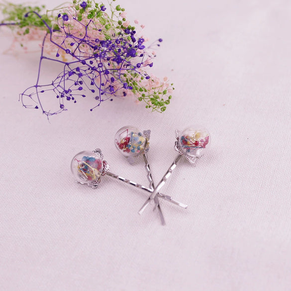 Hair Accessories Alloy Handmade Literary Geometric Star Butterfly Dried Flower Hair Clip