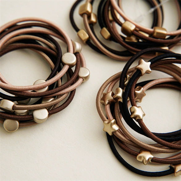 Hair Accessories Alloy Handmade Simple High Elasticity Round Love Square Head Rope