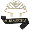 Hair Accessories Alloy Rhinestone Letter Crown Shoulder Strap Ribbon 2Piece Set For Graduation Party