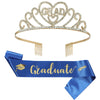 Hair Accessories Alloy Rhinestone Letter Crown Shoulder Strap Ribbon 2Piece Set For Graduation Party
