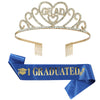 Hair Accessories Alloy Rhinestone Letter Crown Shoulder Strap Ribbon 2Piece Set For Graduation Party