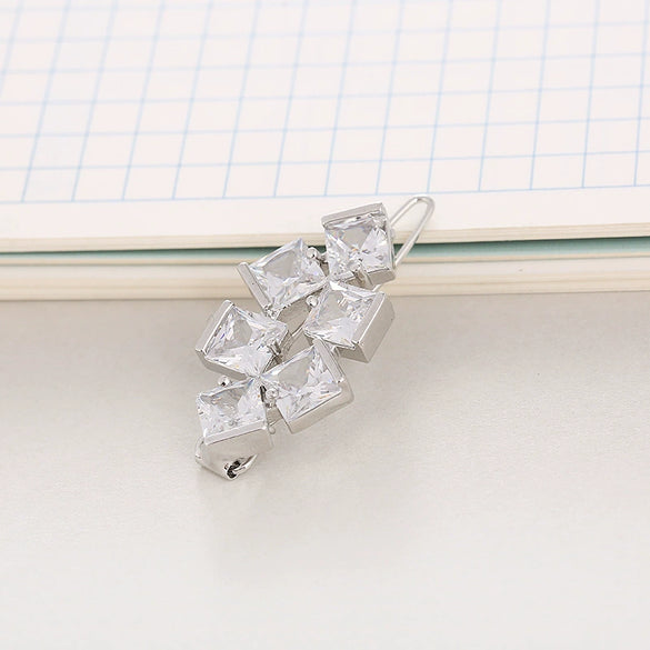 Hair Accessories Alloy Round Fourleaf Clover Sparkling Gem Zircon Electroplated Side Clip For Women