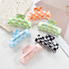 Hair Accessories Black And White Checkerboard Shark Clip Pvc Plastic Resin Painted Square Grab Clip