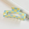 Hair Accessories Black And White Checkerboard Shark Clip Pvc Plastic Resin Painted Square Grab Clip