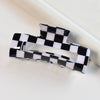 Hair Accessories Black And White Checkerboard Shark Clip Pvc Plastic Resin Painted Square Grab Clip