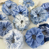 Hair Accessories Blue Lace Plaid Knitted Hair Ring For Women