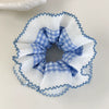 Hair Accessories Blue Lace Plaid Knitted Hair Ring For Women