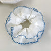 Hair Accessories Blue Lace Plaid Knitted Hair Ring For Women