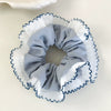 Hair Accessories Blue Lace Plaid Knitted Hair Ring For Women