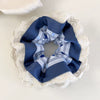 Hair Accessories Blue Lace Plaid Knitted Hair Ring For Women