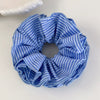 Hair Accessories Blue Lace Plaid Knitted Hair Ring For Women