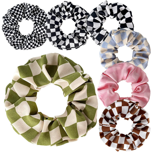 Hair Accessories Cloth Chiffon Geometric Checkerboard Bow Loop Style