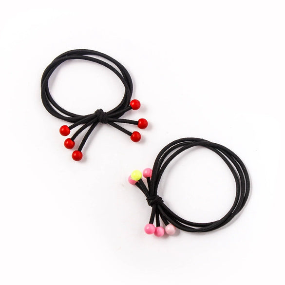 Hair Accessories Cloth Handmade Red Bead Cherry Hair Ring Hair Rope Hair Band