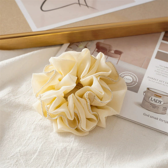 Hair Accessories Cloth Pleated Ruffled Lace High Elasticity Seiko Ponytail Hair Band Tie Rope Headdress
