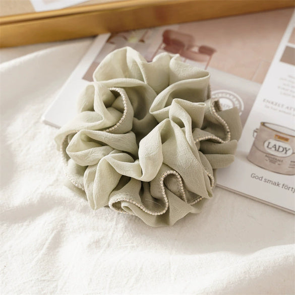 Hair Accessories Cloth Pleated Ruffled Lace High Elasticity Seiko Ponytail Hair Band Tie Rope Headdress