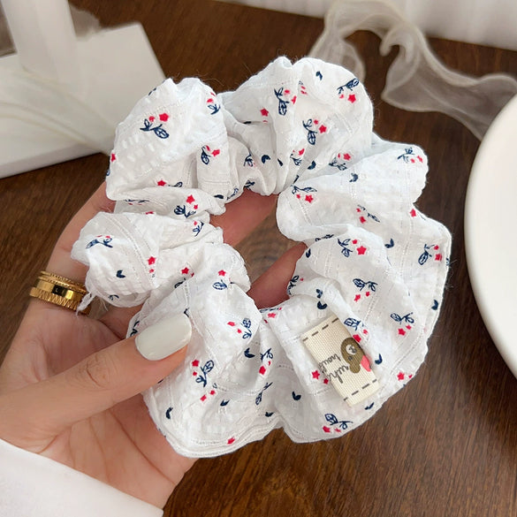 Hair Accessories Cloth Small Flower Plaid Handmade Hair Ring Head Rope For Girls And Women
