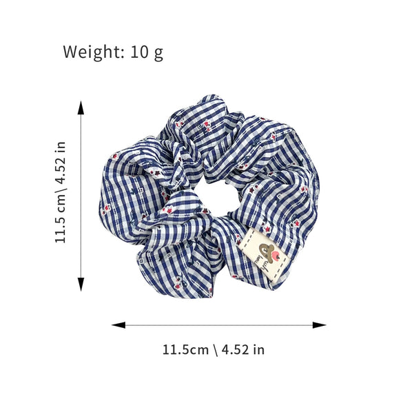 Hair Accessories Cloth Small Flower Plaid Handmade Hair Ring Head Rope For Girls And Women