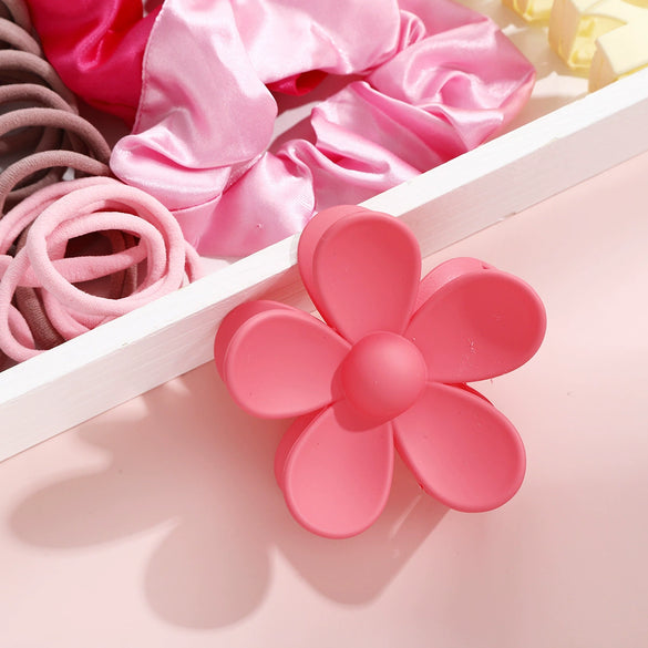 Hair Accessories Cloth Weaving Pink Sweet Style Hair Tie And Hairpin Set