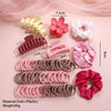 Hair Accessories Cloth Weaving Pink Sweet Style Hair Tie And Hairpin Set