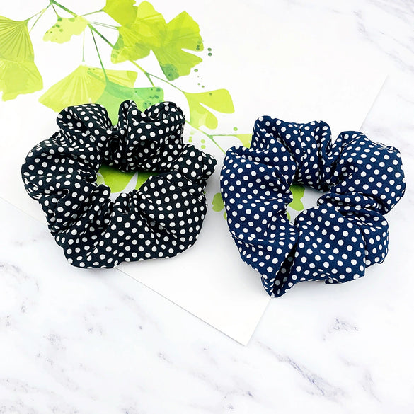 Hair Accessories Cotton Cloth Handmade Small Wave Dot Round Hair Ring Head Rope