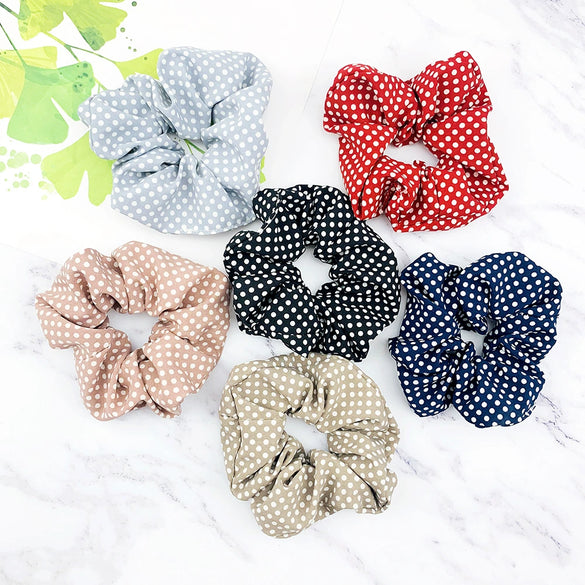 Hair Accessories Cotton Cloth Handmade Small Wave Dot Round Hair Ring Head Rope