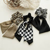 Hair Accessories Fabric Black And White Plaid Sausage Circle Bow Handmade