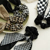 Hair Accessories Fabric Black And White Plaid Sausage Circle Bow Handmade
