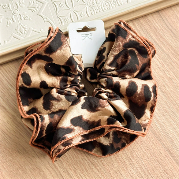 Hair Accessories Fabric Double Layer Leopard Handmade Sweet Style Hair Ring Hair Flower Hair Rope