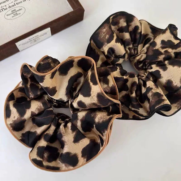 Hair Accessories Fabric Double Layer Leopard Handmade Sweet Style Hair Ring Hair Flower Hair Rope