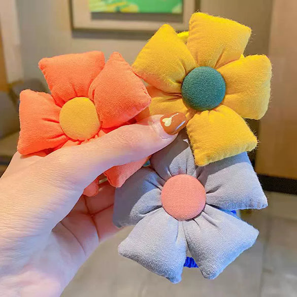 Hair Accessories Fabric Handmade Braided Hair Rope With Large Flowers Style