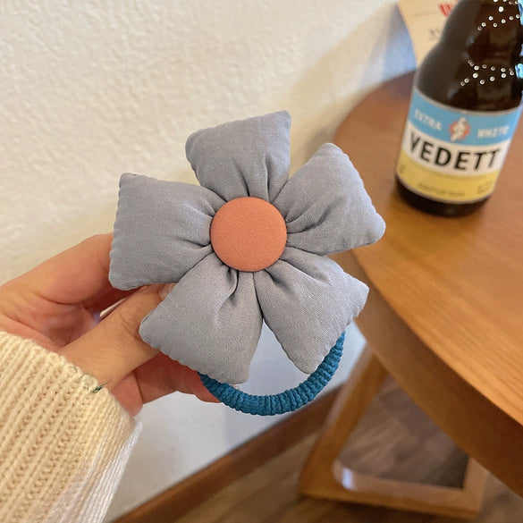 Hair Accessories Fabric Handmade Braided Hair Rope With Large Flowers Style