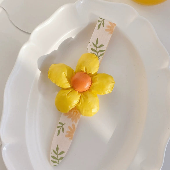 Hair Accessories Fabric Handmade Braided Hair Rope With Large Flowers Style